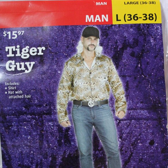 Tiger Guy Halloween Costume By Fun World Men's L(36-38) - Picture 1 of 16